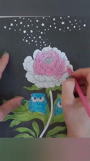 Coloring Two Cute Owls on Flower Leaves 🦉🌿🌸 | Relaxing Coloring Short