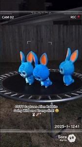 CCTV Captures Alien Rabbits Going Wild on a Trampoline! 😂🐰🚀” #funnypets #lovelypets #lazypets #ai