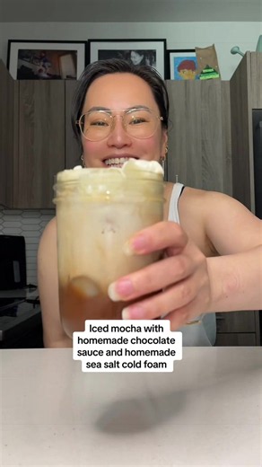 Iced Mocha with Homemade Chocolate Sauce & Sea Salt Foam