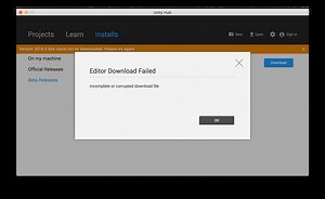 Issues downloading beta via Unity Hub