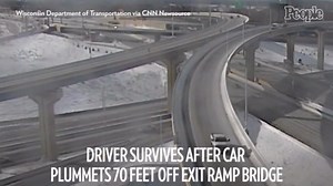 Driver Survives After Car Plummets 70 Feet Off Exit Ramp Bridge in Scene Captured in Shocking Video