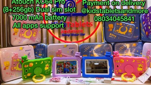 Nkiruka Esther Kids Tablet Gadgets Store with Best Price. on Instagram: "The new Improved Atouch KC64 PRO with Android 16.0 Sales price: 70,000 Naira✅ Actual price: 76,000 Naira❌ Atouch KC64 PRO kids tablets with beautiful Eva foam Pouch Specifications SPECIFICATIONS ❇️ Brand: Atouch ❇️ Model: KC64 PRO( 2025 edition ) ❇️ Screen size: 7.85 in-cell screen Display (very responsive)(1280*800) ❇️ Sim slot: Yes (5G Dual Sim Slot) ❇️ RAM: 8GB ❇️ ROM: 256GB ( SD Slot for more storage) ❇️ Processor: ❇️ A