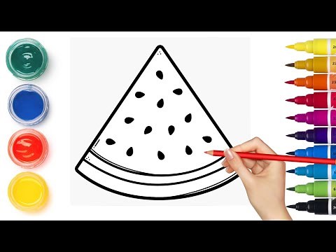 Cute Watermelon Drawing 🍉 | Easy Step by Step Drawing for Kids