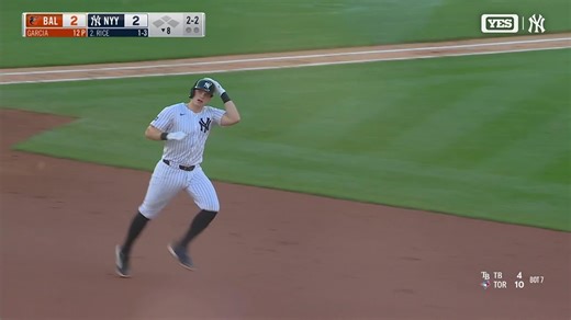 Ben Rice with his second home run of the day to give the Yankees the lead! | YES Network