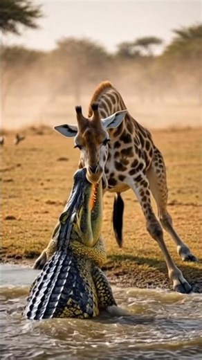 Giraffe Fights Back! Epic Crocodile Attack at the Riverbank 🐊🦒