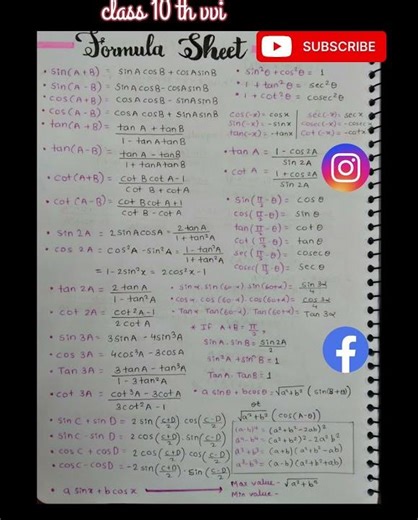 🏆# class 10 # math formula ❤️‍🔥