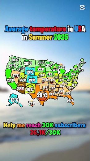 Average temperature in USA in Summer 2025 #map #geoportal #europe #mapguide #mapping #geography