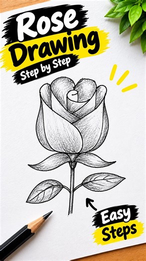 🌹 Beautiful Rose Drawing | Easy Rose Sketch Step by Step