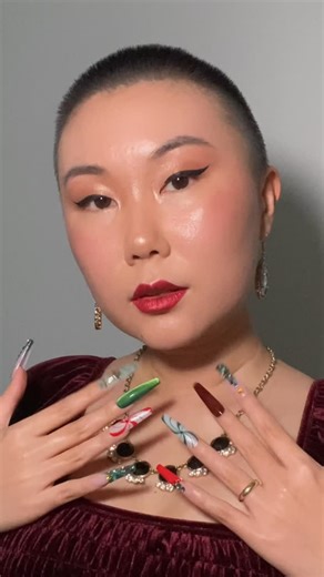 Allison on Instagram: "i had to make a reel with the audio from this moment between @bhytes and @itsvangoth because it was iconic!!! this season of canada’s drag race is keeping me thoroughly entertained van if you see this, i plan to open orders for press-ons soon 😉❤️ i wore (and am currently still wearing) these nails and this look for a holiday party 🎄✨ using products from @ballpit_shop @functionofvex and @daily_charme pls don’t come for my eyeliner that looks weird from certain angles beca