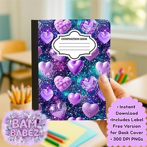 Composition Book Cover Purple Hearts Speckle PNG - Etsy Canada