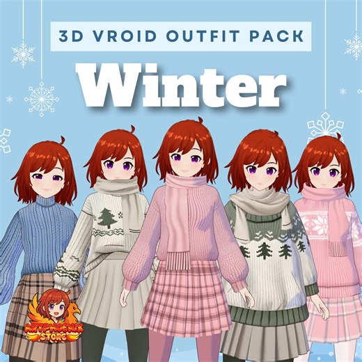 Vroid Winter Outfit Pack | Cozy Knit Vroid Clothing | Cute Fantasy Vtuber Fashion | 3D Custom Outfit for Anime Avatar - Etsy
