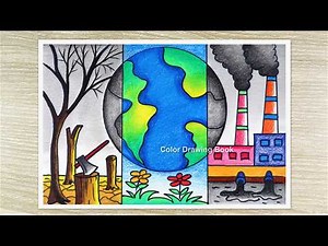 Easy World Environment Day Drawing | Save Earth From Pollution Poster Chart Step by Step