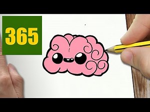HOW TO DRAW A BRAIN CUTE, Easy step by step drawing lessons for kids