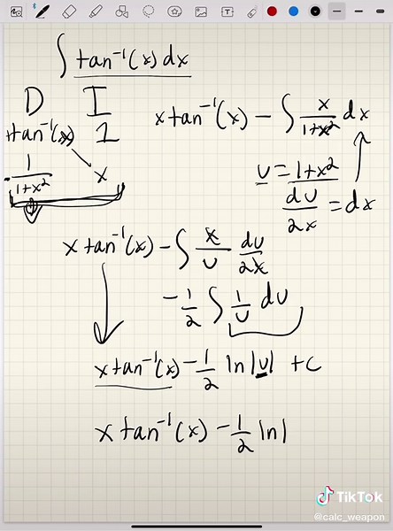 Integral de Arc tan de X usando integración por partes