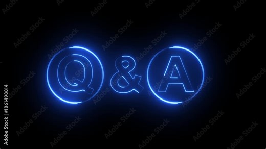 Neon Q and A question and answer icon animation on black background. Question and Answer the letter Q and A. Question and Answer icon animation.