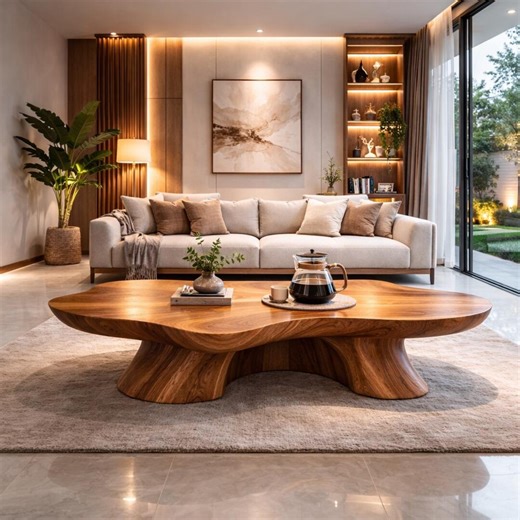 Teak Wood Coffee Table – Japanese Style Low Table With Sculpted Legs - Etsy