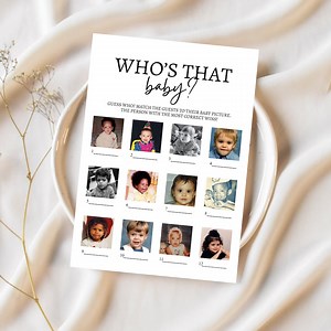 Who's That Baby Game, Baby Shower Games, Guess Who, Baby Shower Photo Game, Personalized Baby Shower Games, Editable Canva Template - Etsy