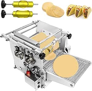 2"-6" Electric Tortilla Maker, Automatic Corn Tortilla Making Machine with Non-Stick Coating and Two Molds, Electric Chapatti Machine Suitable for Produce Sopes Roti Pita(Gold)