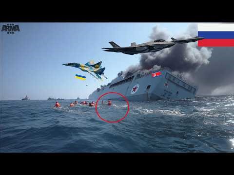 13 MINUTES AGO! US F-35 fighter jets sink North Korean warship docked in Russian port | ARMA 3