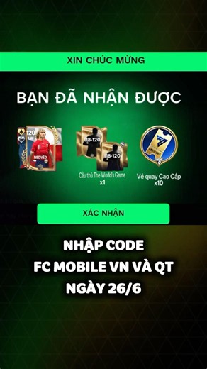 Nhập Code FC Mobile VN Mới Nhất Ngày 26 Tháng 6 #fcmobile #codefcmobile #codefcmobilevn