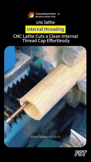 CNC Lathe Cuts a Clean Internal Thread Cap Effortlessly