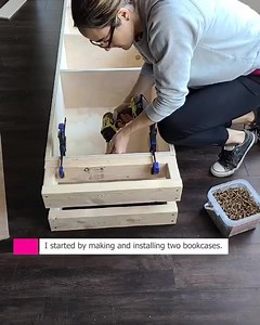 Watch the bay window come to life from start to finish! 😍 . I'm not sure if I love the bookcases or slat wall more...what's your favorite part?! . I can't stop staring at the before and after...it really is crazy what a difference the bench made! . . #baywindow #transformation #beforeandafter #homedesign #interiordesign #interiorinspo #homeinspo #colorinspo #sodomino #slatwall #diy #girlswhobuild | Simply Aligned Home