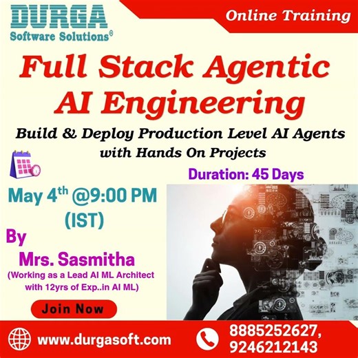 Full Stack Agentic AI Engineering Course Online Training @ DURGASOFT #durgasoftware #durgasoft