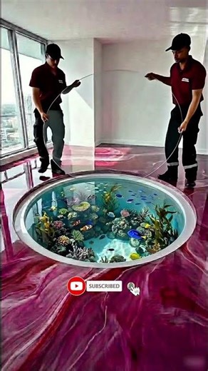 THIS FLOOR IS INSANE 😱 Pink Aquarium Epoxy Transformation! #epoxy #epoxyfloor #resin #shorts