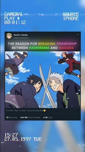 the reason for breaking friendship between hashirama and madara #naruto #naruto