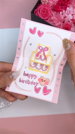 jabbycrafty パンちゃんねる on Instagram: "DIY birthday card💗 誕生日のメッセージカード #birthdaycard #diybirthdaycard #メッセージカード"
