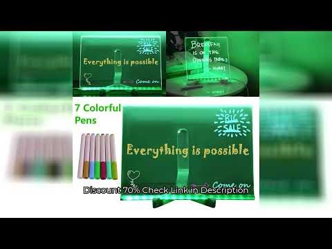 LED Note Board Night Light with 7 Colorful Pen Lighted Acrylic Drawing Board Glowing Message Marker