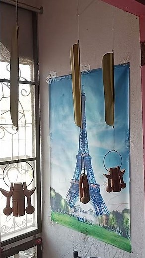 Handmade Cow Bell Wind Chime Mobile Wooden Patio Decor