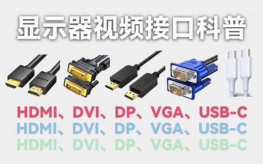 显示器视频接口科普：看完就懂HDMI、DP、DVI、VGA、USB-C哪个更适合你的电脑外接显示器