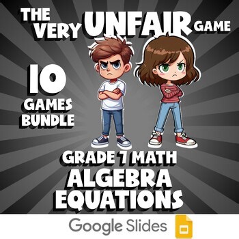 10 VERY UNFAIR Math Games - Algebra Equations - Grade 7 No Prep Review Activity