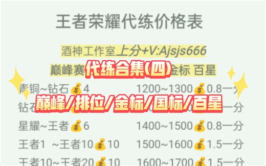 【王者代练】合集(四)！排位/巅峰/金标/国标！诚信代打！顶级效率！