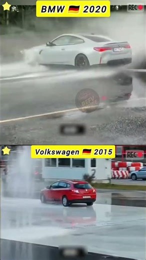 BMW 2020 vs Volkswagen 2015 – Slippery Road Stability Test | Wet Surface Challenge 🚨🌧️ #shorts