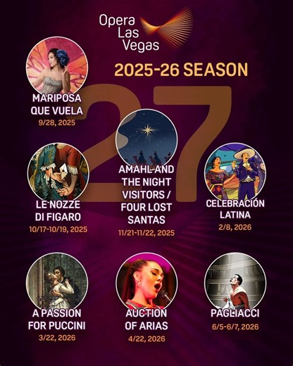 🎭✨ Opera Las Vegas’ 2025/2026 Season is Here! ✨🎭 Get ready for a spectacular season of passion, power, and unforgettable performances! From timeless classics to bold new works, Opera Las Vegas brings world-class opera to the Entertainment Capital of the world. 🌎 Don’t miss your chance to experience the magic. ✨ WWW.OPERALASVEGAS.COM #operalasvegas #OLVSeason #vegasculture #operalover #opera #nevada #music #entertainment #storytelling #operasingers #community #supportthearts #operaisforeveryon