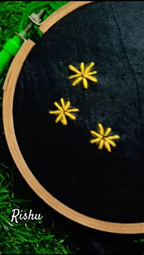 simple but unique threads embroidery flower design tutorial 🪡😍 #handbroidery #threadart #needlework