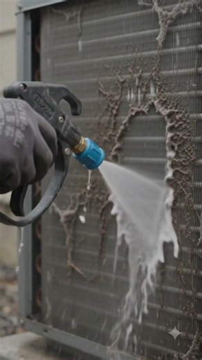 Condenser Coil Cleaning Before & After 🔥❄️ | St. James HVAC #coolingtips #airconditioning