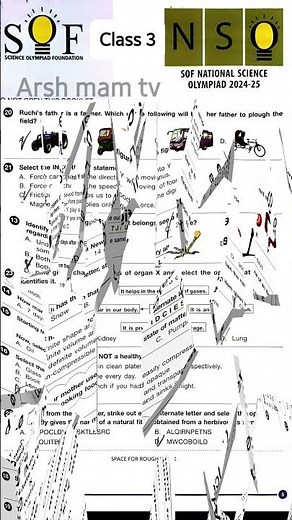 Science Olympiad QuestionPapers class 3 || 2024-25 || ISO, NSO #olampiad #ytshorts