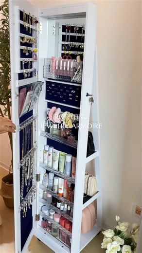 💍 Spin, store, sparkle! This rotating jewelry organizer keeps your favorite pieces tidy and comes with a built-in mirror for quick touch-ups. ✨🛍️ 🔍 Find it at https://temu.to/m/u9yipicb7mr or with this code dvq8362. #Temu #TemuFinds #JewelryStorage | Temu