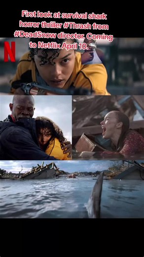 #greenscreen First look at survival shark horror thriller #Thrash from #DeadSnow director. Coming to Netflix April 10.🦈