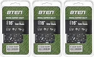 8TEN Micro Chisel Chainsaw Chain 16 Inch .050 .325 66DL for Husqvarna 435 440 445 450 Rancher Echo (3 Pack)