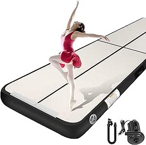 Gymnastics Air Mat, Sailnovo Inflatable Air Mat Tumble Track Training Tumbling Mat with Electric Pump, 20ft 16ft 13ft 10ft, 4in 8in Thickness for Home Use Gym Cheerleading Yoga Beach