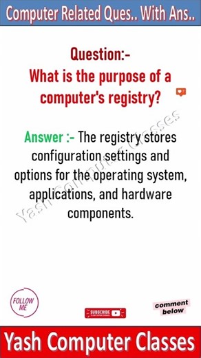 What is the purpose of a computer's registry #computernotes #computerbasics