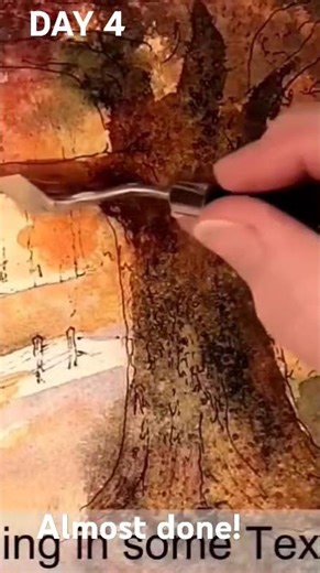 day 4 watercolor Cabin in Woods progression