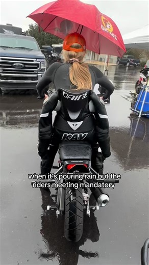 Kay on Instagram: "I absolutely can not stand rainy track days. The umbrella mod on the grom was the best thing I ever did 😎 (i literally tightened it on the handlebar and prayed it didn’t fall) • • • use code KAYOS @Hightail for 10% off!! if you don’t like tangles in your hair and wanna show up everywhere with beautiful curls or keep your style, this is the answer :) • • • use code “KAY” @cardosystems for 10% off! music while riding the street is a MUST. • • • #hondagrom #honda #yamaha #rainyt