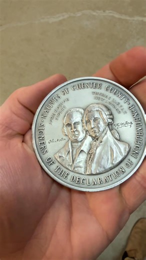 This .999 fine silver medallion, struck by the Medallic Art Company, commemorates the influential signers of the Declaration of Independece from Chester County, PA. Rendered in high relief, it is of great quality and weighs close to 6 troy ounces, with which silver being over $60 an ounce, gives it strong intrinsic value as well. | Briggs Auction, Inc.