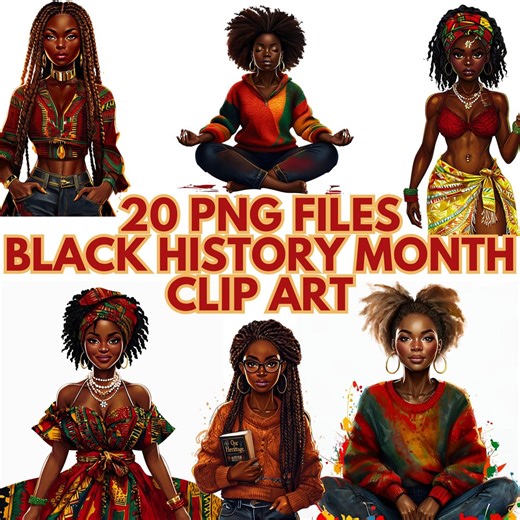 Black Woman Clip Art Black History Month | Afrocentric Pngs | Digital Download - Etsy