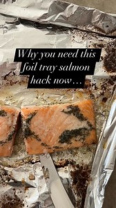 👩🏼‍🍳 Master a fool-proof way to cook salmon on a foil tray in the oven with step-by-step directions, my friends❣️ Hope you love it as much as I do! 👩🏼‍🍳 🗒️ Foolproof tips for cooking salmon to perfection.👌🏽 1. Preheat oven to 375 degrees. 2. Stack three sheets of foil on top of each other and fold edges in to make a tray. Bend sides up, so your tray has four sides to catch melted butter. 3. Arrange salmon fillets on top of tray. Squeeze lemon juice over fillets, sprinkle with Kosher sal